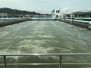 LegCo members visit the bio-nitrification plant at the Shenzhen Reservoir to learn more about ways to improve the DJ water quality.