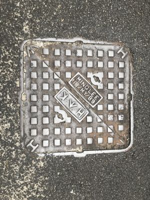 The small squares on the surface indicate a sewage manhole cover. 