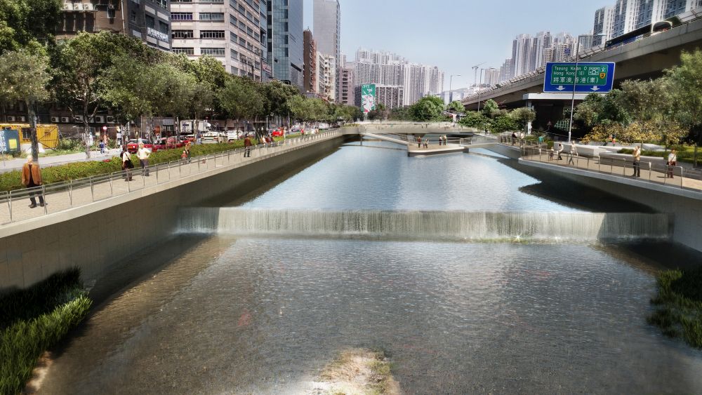 The King Yip Street Nullah will be revitalised into Tsui Ping River to enhance its drainage capacity while environmental, ecological and landscaping improvement works will be carried out at the same time. As shown in the artist’s impression, riverside pedestrian walkways, as well as walkways and landscaped decks spanning across the river will be constructed to enhance connectivity along the river and with the surrounding areas.