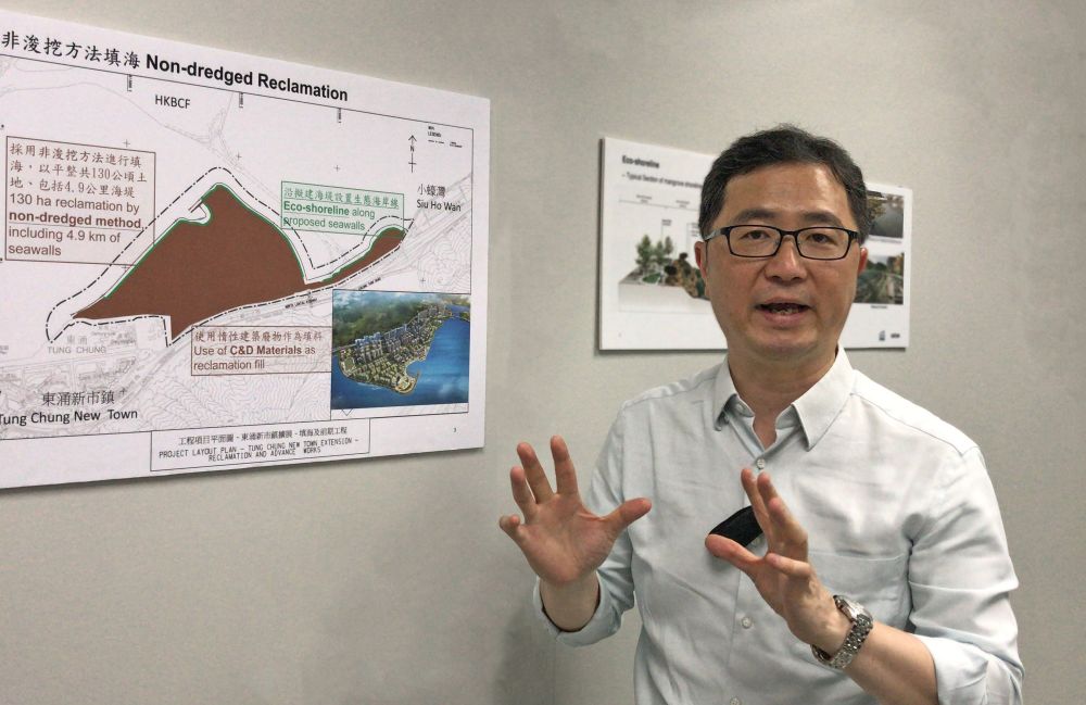 Chief Engineer of the SLO, Mr WONG Kwok-fai, Alfred says that the reclamation works in Tung Chung East will provide land in phases.