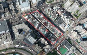 Photo shows the existing boundary of the Kim Shin Lane/Fuk Wa Street Development Project.