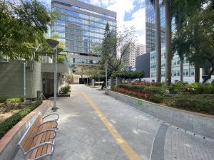 The Drainage Improvement Works in Tsim Sha Tsui include the construction of an underground stormwater pumping station beneath the Urban Council Centenary Garden. Picture shows the Urban Council Centenary Garden.