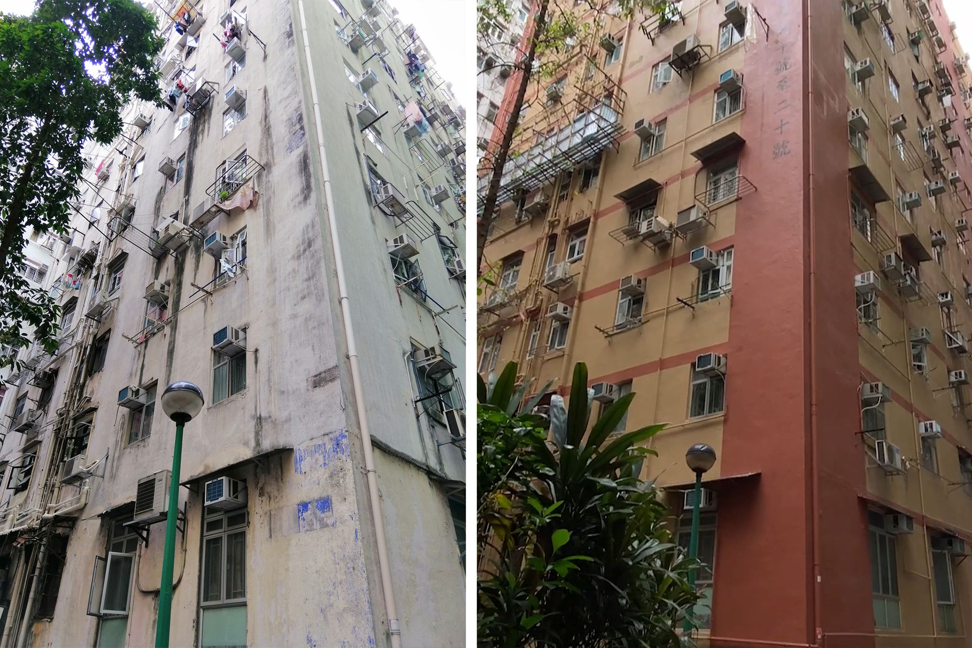 Having participated in the “OBB 2.0”, Kam Ling Court in Western District has taken on a new look with refurbished external walls (photo on the right).
