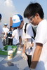 Students conduct sample tests on four basic indicators of water quality.
