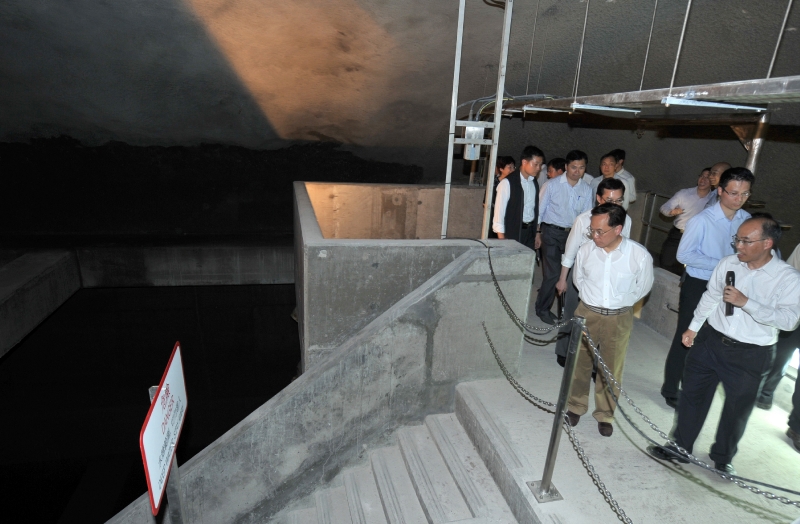 Mr Tsang visits a cavern that houses the service reservoirs at Pok Fu Lam.
