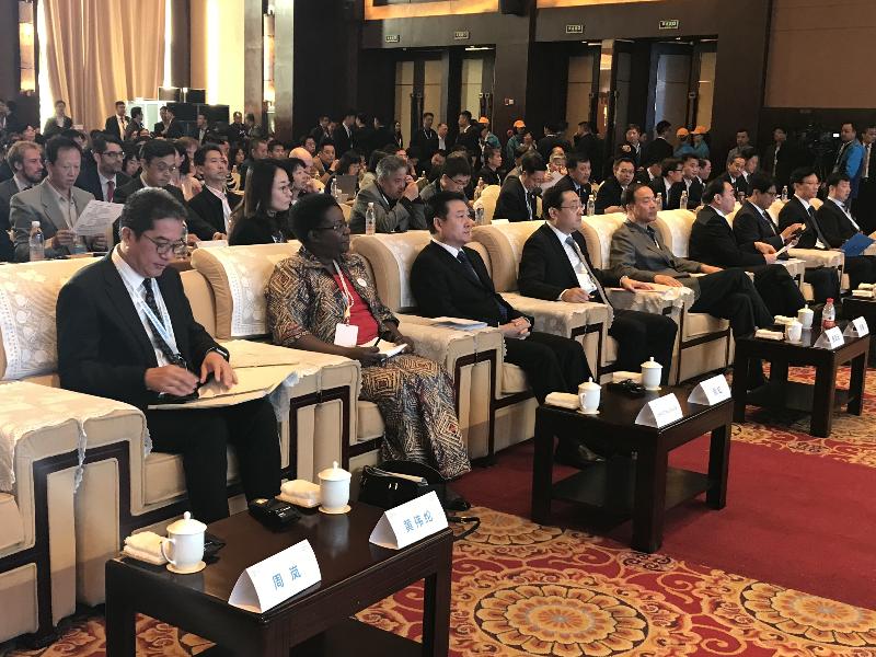 The Secretary for Development, Mr Michael Wong (first left), attends the opening ceremony of the 2018 World Cities Day Forum in Xuzhou, Jiangsu Province, today (October 31). Also in attendance are the Special Envoy of the Executive Director of the United Nations Human Settlements Programme, Ms Christine Musisi (second left), and the Vice Minister of Housing and Urban-Rural Development, Mr Ni Hong (third left).