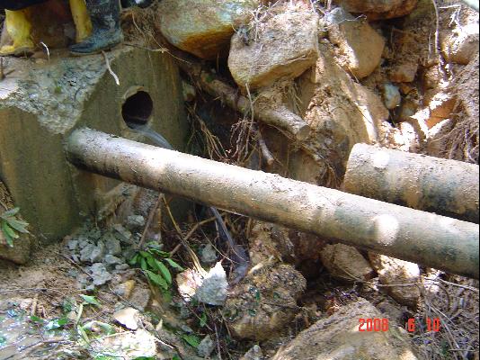 Photo shows the damaged mains near Tai O Water Treatment Works.