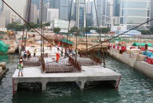 We installed a mega size precast drainage unit at the Wan Chai waterfront and extended it to the original outfall at the end of August.