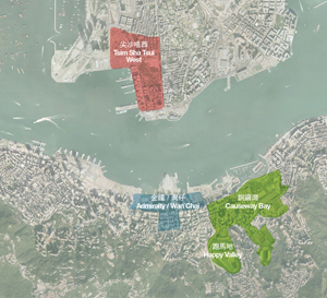 The study area of the four Strategic Urban Areas (SUAs).