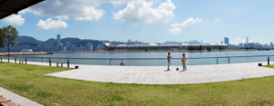 The public can enjoy the beautiful view of Victoria Harbour along Hoi Bun Road.