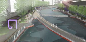 活化水體項目二：活化觀塘翠屏河之構想圖。