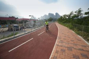 The completed section of the cycle track from Sheung Shui to Ma On Shan