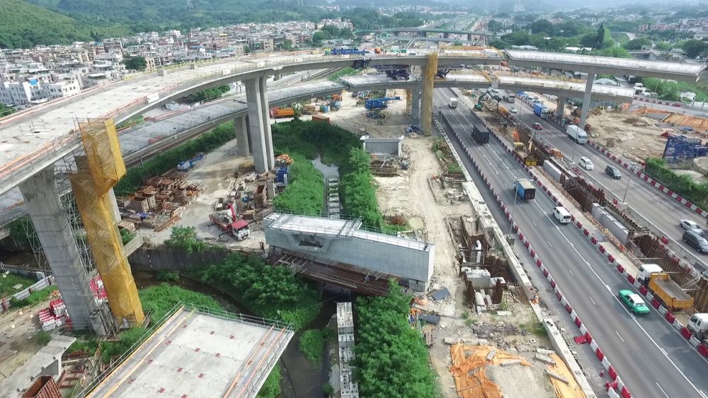 Construction of viaducts over the Fanling Highway