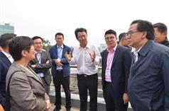 The Secretary for Development, Mr Eric Ma (third left), joins a duty visit to the Dongjiang River Basin by Legislative Council (LegCo) members today (April 15). Picture shows Mr Ma and the LegCo members receiving a briefing at the Taiyuan Pumping Station in Dongguan on the operation of the system for transporting Dongjiang water to Hong Kong.