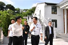 The Secretary for Development, Mr Michael Wong (front row, right), today (July 28) visits the Jao Tsung-I Academy and is briefed by the Chief Executive Officer of the Academy, Mr Mike Lai (front row, left), on the conservation, revitalisation and operation of the Grade 3 historic building.