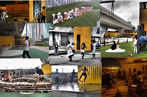 周末，市民善用「天橋底一號場」的公共空間進行各類活動