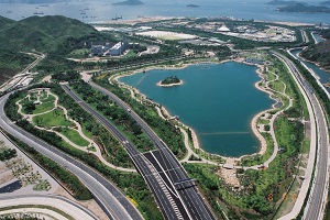 The design of infrastructure works successfully blends in with the environment of the Hong Kong Disneyland