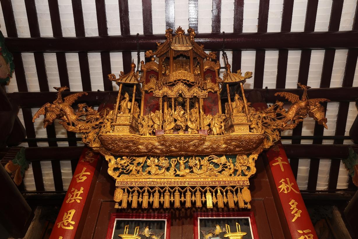 The Government gazetted today (October 20) the declaration of the Tin Hau Temple at Joss House Bay (the Temple) in Sai Kung as a monument under the Antiquities and Monuments Ordinance. Photo shows the boat-shaped wooden panel dated 1925 above the screen doors of the Temple.