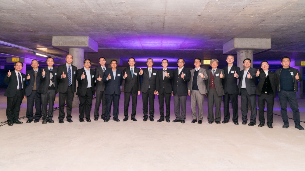 Officiating guests are pictured at the Happy Valley Underground Stormwater Storage Scheme.