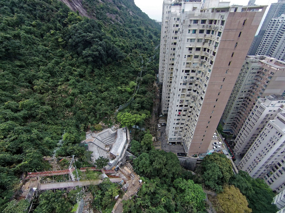 Risk mitigation works for a natural hillside