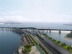 Photomontage of the Tseung Kwan O – Lam Tin Tunnel – Road P2 and Associated Works.