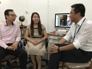 SDEV, Mr Michael WONG (right), visits the household of new tenants and learns that Ms TAM Man-yee, Monica, has joined the Good Neighbour Scheme for New Tenants (Good Neighbour Scheme) for the BHC and will actively participate in community activities with her fiancé, Pako, in future.