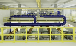 The DSD’s project team also expands BIM’s function for future management and maintenance of the facility.  Pictured is the installation and demolition procedures visualised in the BIM model of the Shek Wu Hui Sewage Treatment Works Membrane Facilities Building.