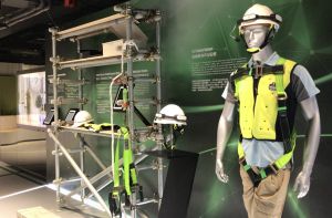 CITAC’s inaugural exhibition has more than 30 construction innovations on display. Pictured is IoT Safety Helmet and IoT Safety Belt Alarm System.