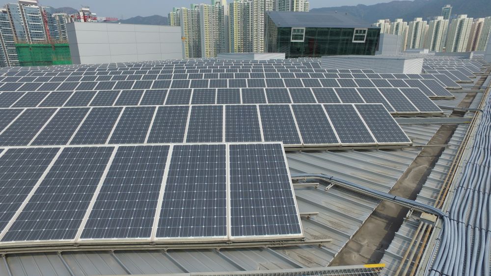 The system comprises more than 2 300 solar photovoltaic panels with a maximum generation capacity of 350 kilowatts, roughly equivalent to 3%-4% of the annual electricity consumption of the building.