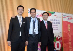 The Secretary for Development (SDEV), Mr WONG Wai-lun, Michael (centre); the Under Secretary for Development, Mr LIU Chun-san (right); and the Political Assistant to SDEV, Mr FUNG Ying-lun, Allen (left), stand united with civil servants to take forward various initiatives of the Development Bureau.