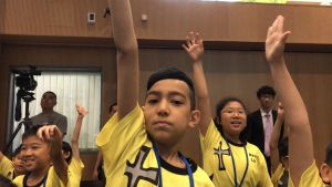 The enthusiastic “little planners” eagerly answer the questions.