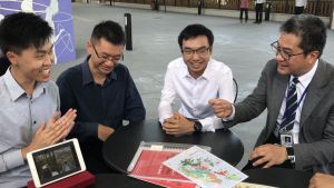 Mr LI Wing-tat, Jack (first left), a GEG, says that geological data is useful for geotechnical engineers in designing the foundations for works.