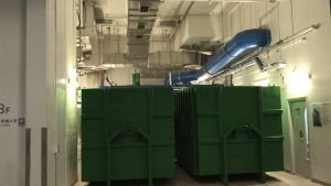 The automatic refuse collection system installed in TI Tower facilitates the separation and collection of general waste and recyclable paper waste.  The wastes are transported via the vertical refuse chute inside the refuse collection room on each floor to the refuse collection station in the basement for integrated collection and removal, so that they can be collected more efficiently.
