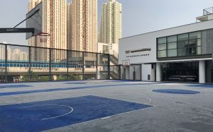 The basketball court is 