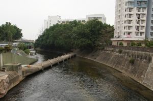 The Kai Tak River before and after the improvement works.