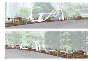 A viewing platform will be installed for the public to appreciate the views of the Kai Tak River.  Pictured is the artist’s impression of the proposed viewing platform.