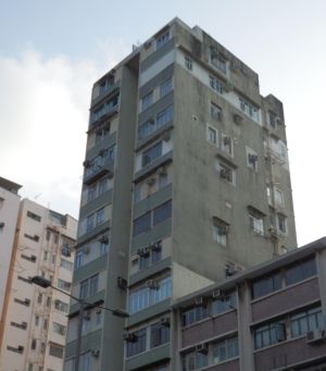 Pictured is the appearance of another building on Ma Tau Wai Road before and after the repairs.
