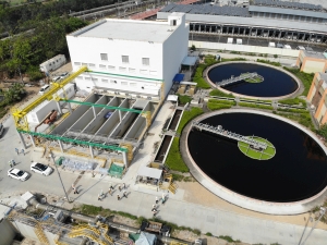 Pictured is the membrane bioreactor system building, a facility of the SWHEPP under construction.