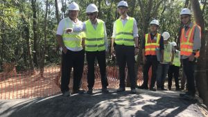 The resident engineer for the project, Mr NG Ka-hong, Peter (first left), says that part of the mountain bike training ground has been asphalted and designed with a wavy form for beginners to practise riding on undulating trails.