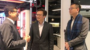 The Under Secretary for Development (USDEV), Mr LIU Chun-san (centre), and the Political Assistant (PA), Mr FUNG Ying-lun, Allen (right), accompanied by the Executive Director of the Construction Industry Council (CIC), Mr CHENG Ting-ning, Albert (left), take a visit to the Construction Innovation and Technology Application Centre (CITAC) of the CIC.