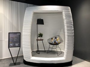 The pavilion is printed out with 3D concrete and the whole construction process takes only about three hours.