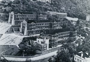 A landslide was occurred at the slope adjacent to (from back row) the May Hall, Eliot Hall and Lugard Hall (demolished in 1992) at the HKU in 1996, leading to upgrading works of the halls. The HKU took this opportunity to combine the three halls into one large residential unit named Old Halls which was opened in 1969. (Source: photo provided by University Archives, HKU) 