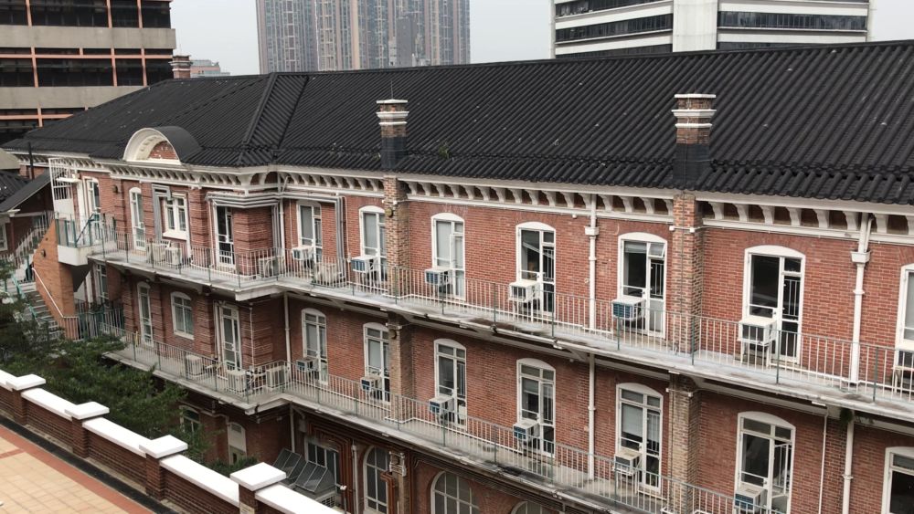 The May Hall and Eliot Hall are three-storey structures. Pictured is rear elevation of the May Hall.