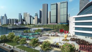 The Planning Department conducted the “Urban Design Study for the Wan Chai North and North Point Harbourfront Areas” earlier and proposed five character precincts, including the Celebration Precinct shown in the illustrative design concept here.