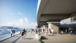 The concept of the Boardwalk underneath the IEC is to make use of the bridge columns of IEC and pave a boardwalk underneath. Pictured is the artist’s impression of the boardwalk.