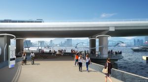 The concept of the Boardwalk underneath the IEC is to make use of the bridge columns of IEC and pave a boardwalk underneath. Pictured is the artist’s impression of the boardwalk.
