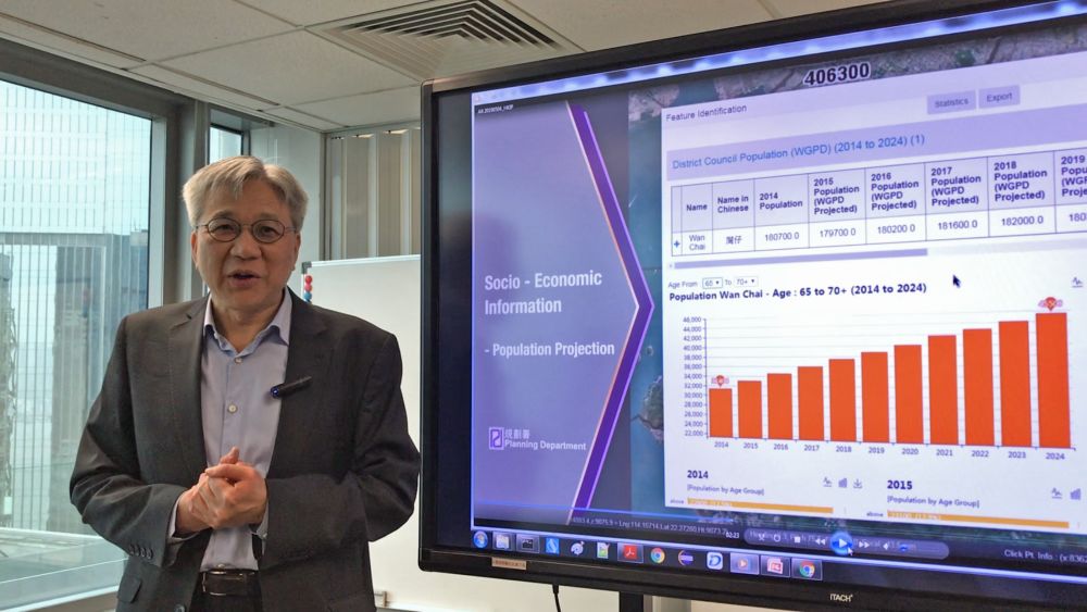 According to Mr LIU, data of PlanD’s different databases are consolidated into a one-stop information platform for colleagues to search the needed information. 