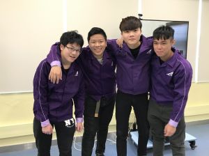 (From left) Trainees of the VTC, Mr LEE Siu-ho, Mr CHEUNG Ho-yin, Mr IP Chak-kam and Mr CHEUNG Ching-long, say that VR technology adds to the authenticity of the training experience, making it easier for them to get a good grasp of their future job. The technology also helps to enhance their safety awareness and reduce the anxiety that might come during their internship. 