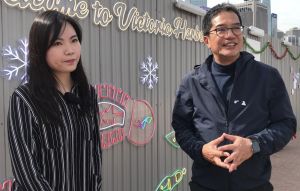Ms Sharmaine KWAN, the art installation designer, says that she hopes to infuse the harbourfront with a stronger Christmas ambience and showcase the unique vibrancy of the city with her artwork of neon lighting.