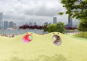 Illustrative design concept and reference pictures of the “FunScape” provided by the ASD. The park features undulating lawns, fun tunnels, viewing hillocks and pavilions suitable for family activities and harbour views.